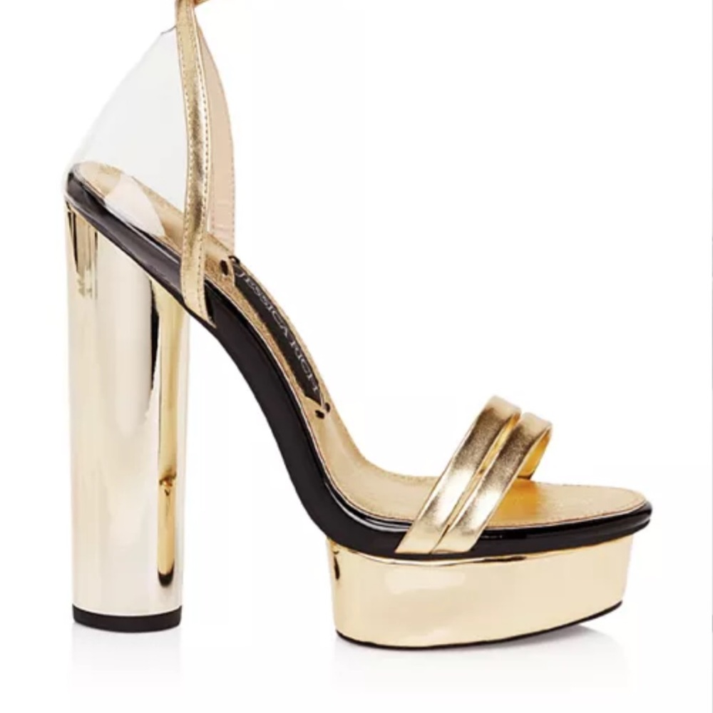 Jessica Rich Gold Ankle Strap Platform Sandals Size 6 - Picture 7 of 8